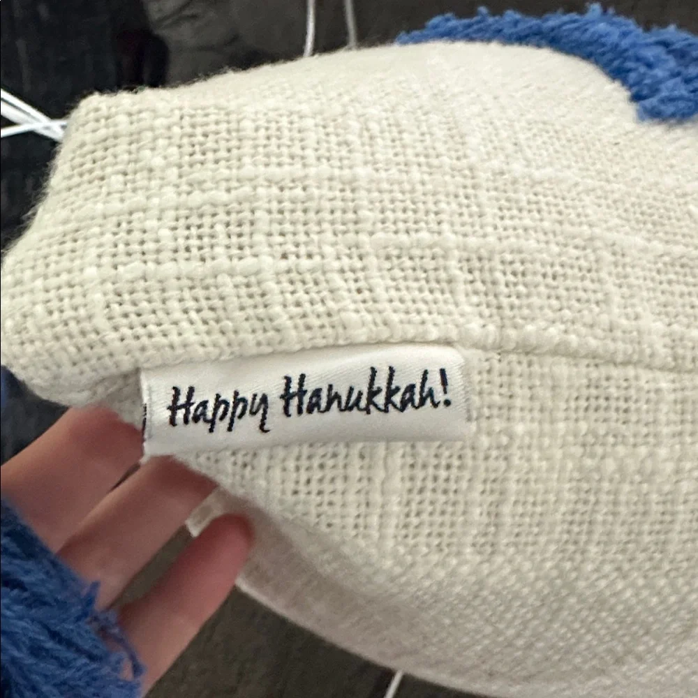 Decorative Pillow with Blue Star Design - happy Hanukkah Star of David pillow